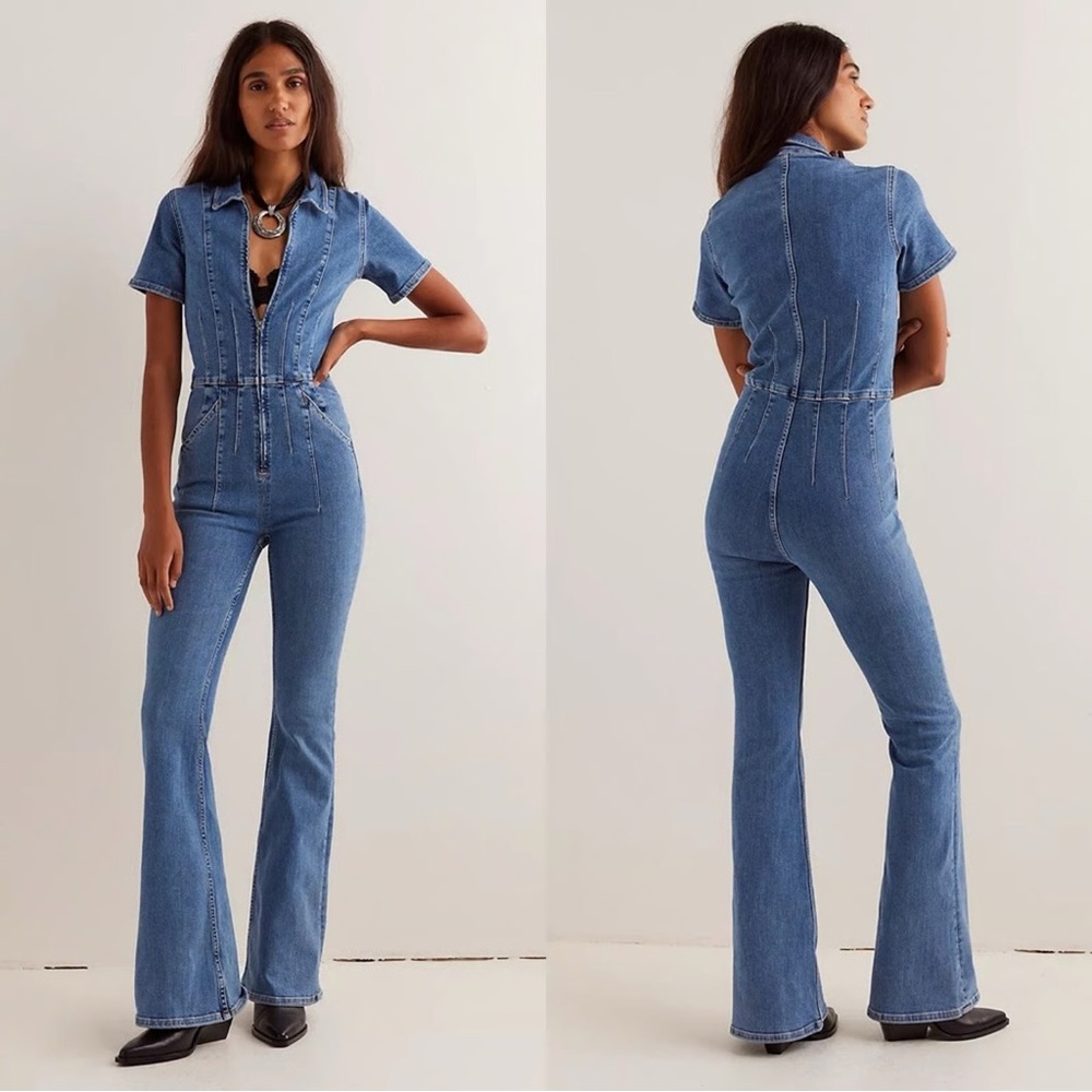 We The Free/Free People Jayde Flare Denim Jumpsuit